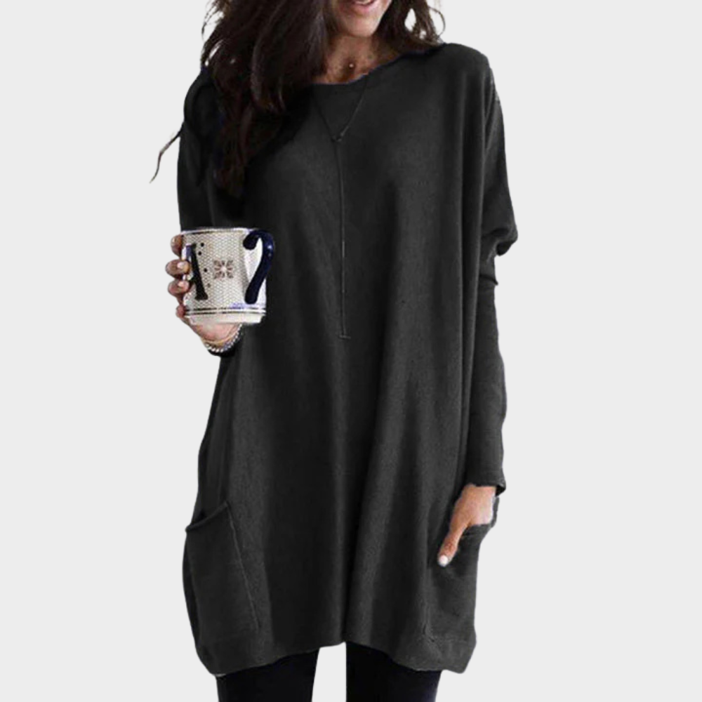 Mia | Långärmad klänning i midi-längd med mage-täckande design