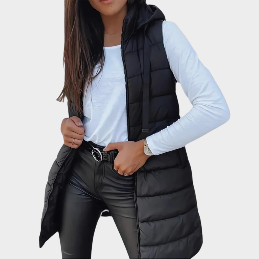 Sienna | Ärmlös Huva Lång Puffer Väst