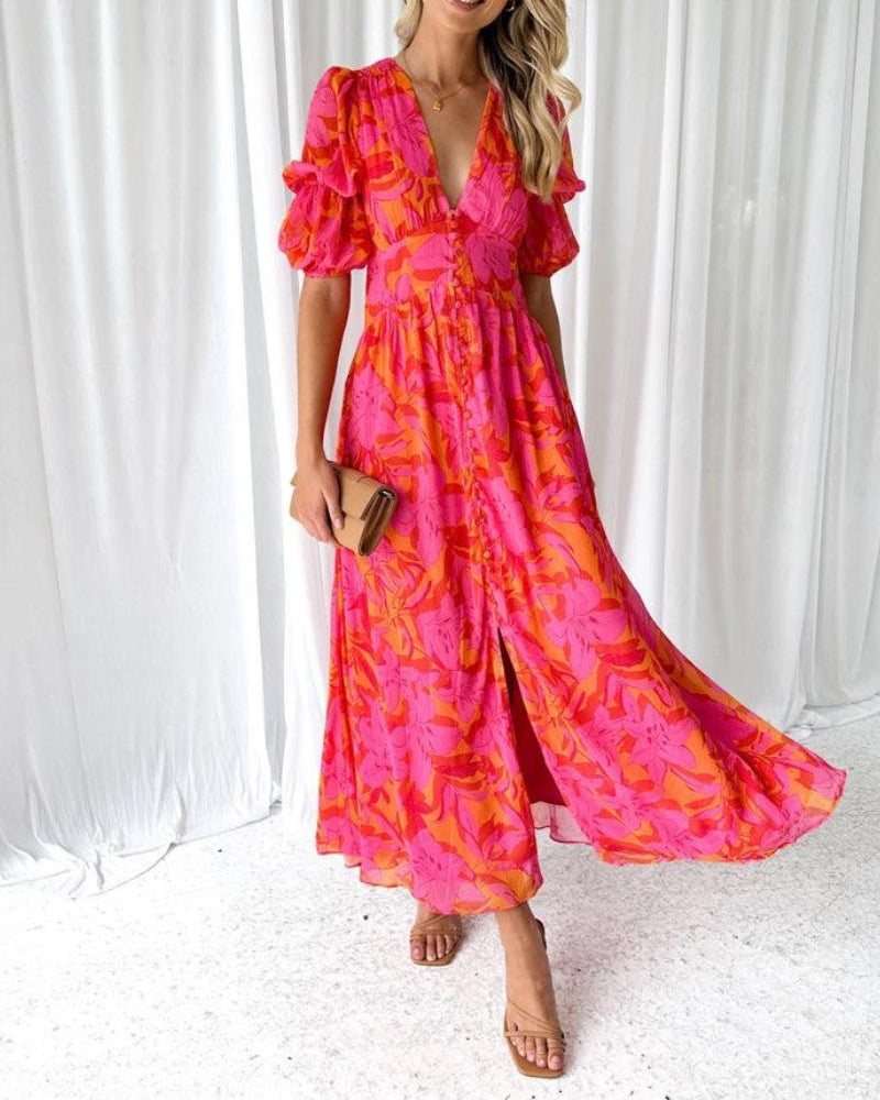 RICA | STYLISH PUFF SLEEVE MAXI KLÄNNING