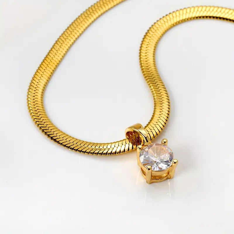 Elegant Guld Rhinestone Hänge Halsband