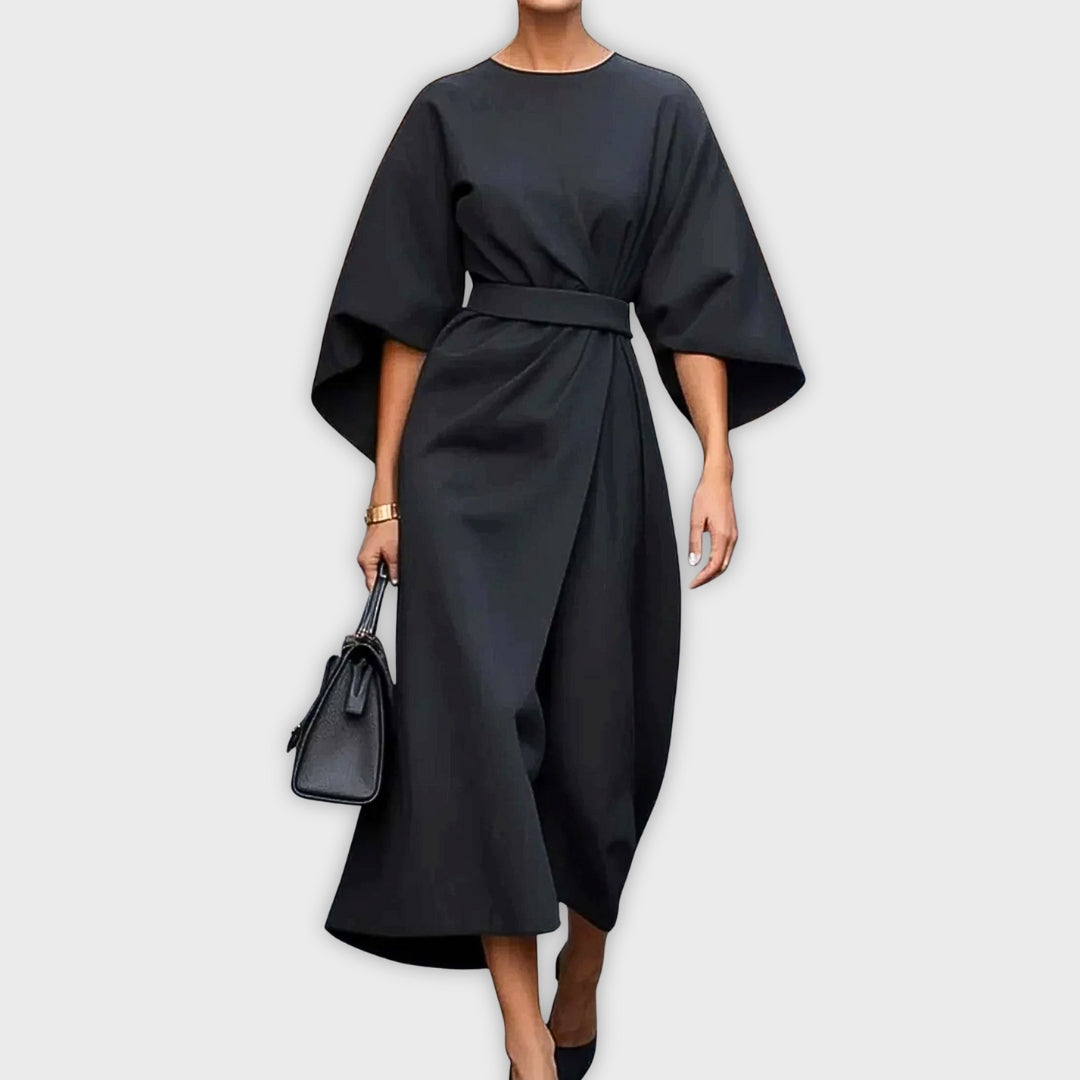 Olivia | Elegant Klänning med Bälte och Dolmansleeves